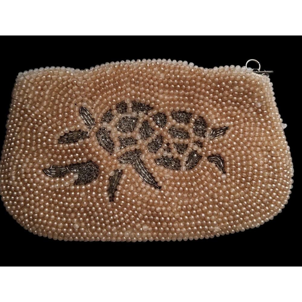 Vintage Bags By Dormar Beaded Coin Purse Gray Turtle Made In Japan Classic